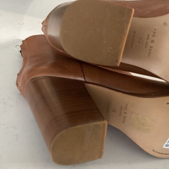 Rag and Bone Light Brown Tan Leather Ankle Boots 4” Chunky Heel size 10 - Picture 8 of 8